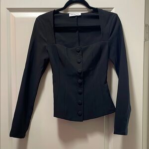 Princess Polly Black Button-Up Top